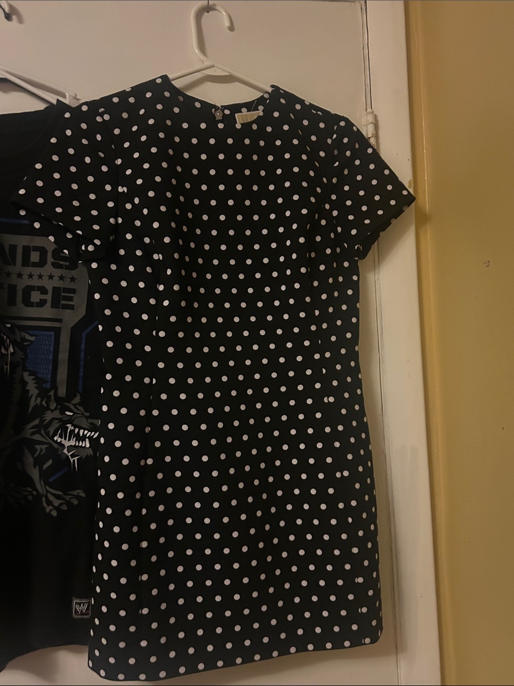 Michael Kors Black and White Polka Dot Short Sleeve Dress